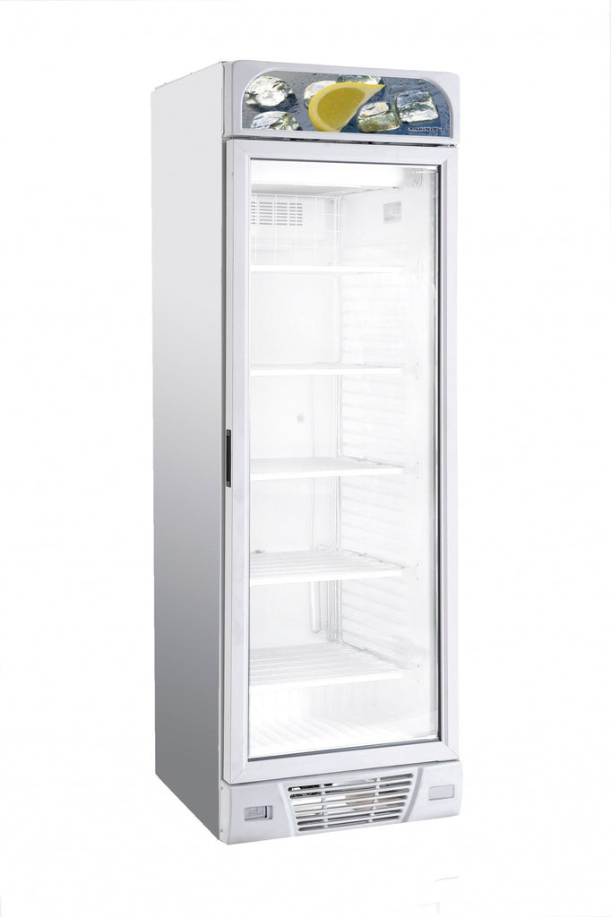 Combisteel Single Glass Door Display Freezer 382 Litre with Canopy White - 7464.0055 Upright Glass Door Freezers Combisteel   