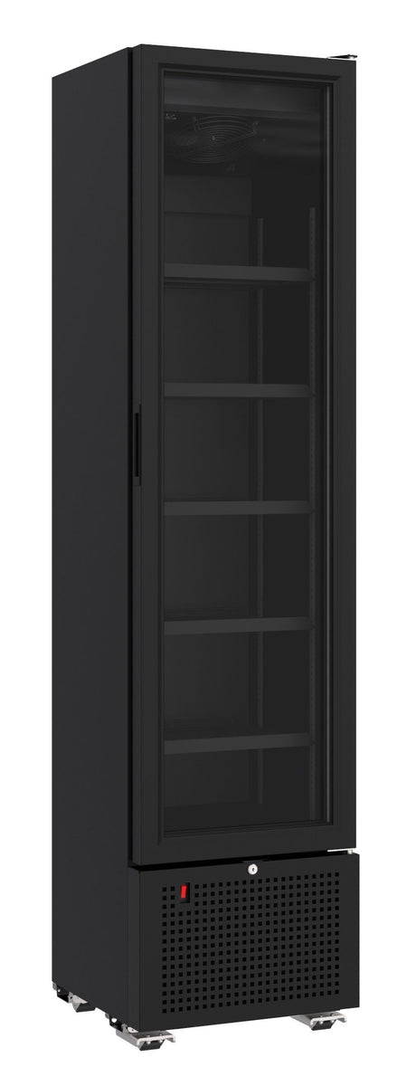 Combisteel Single Door Slimline Bottle Fridge Merchandiser Black 221 Litre - 7464.0205 Upright Single Door Bottle Coolers Combisteel   