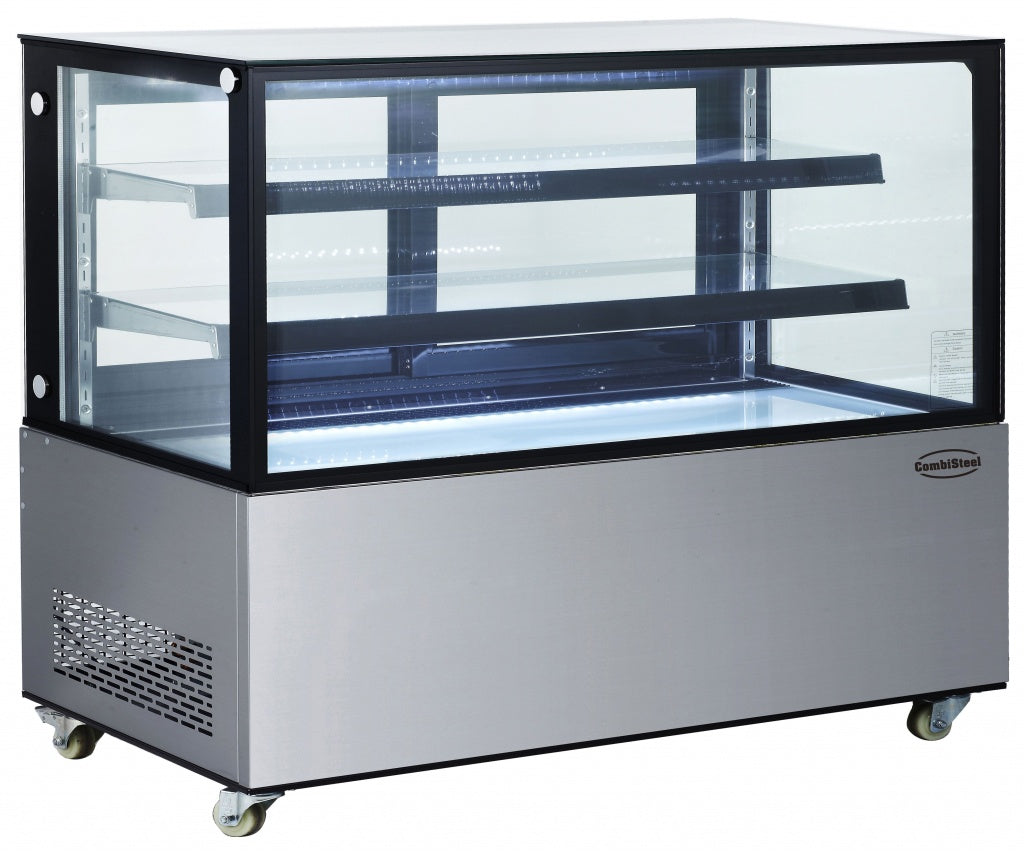 Combisteel Deli Patisserie Flat Glass Display Fridge 470 Ltr - 7487.0025 Refrigerated Floor Standing Display Combisteel   