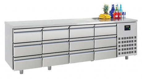 Combisteel 12 Drawer Stainless Steel 1/1 Gastronorm Counter Fridge 632Ltr - 7489.5585 Counter Fridges With Drawers Combisteel   
