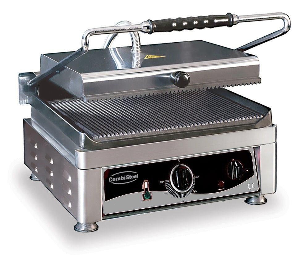 Combisteel Single Contact Grill Ribbed Top Ribbed Bottom - 7491.0005 Contact Grills & Panini Makers Combisteel   