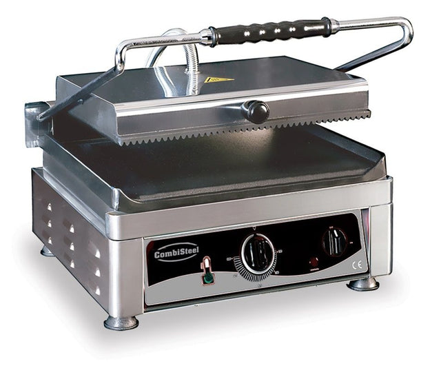 Combisteel Single Contact Grill Ribbed Top Flat Bottom - 7491.0010 Contact Grills & Panini Makers Combisteel   