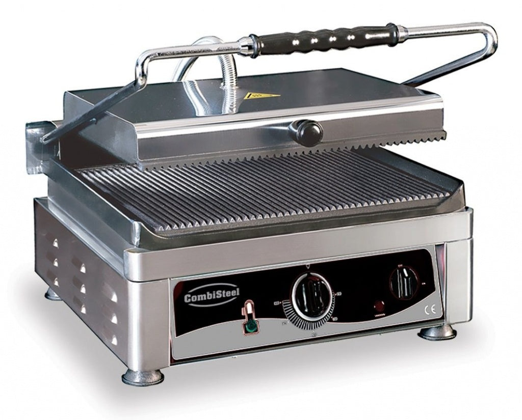 Combisteel Single Large Contact Grill Ribbed Top Ribbed Bottom - 7491.0020 Contact Grills & Panini Makers Combisteel   