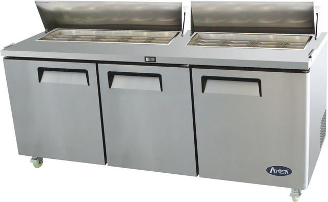 Atosa Stainless Steel Three Door Pizza Prep Counter With Marble Top - 18 x 1/6GN - MSF8304