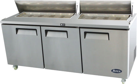 Atosa Stainless Steel Three Door Pizza Prep Counter With Marble Top - 18 x 1/6GN - MSF8304 Saladette Counters ATOSA   