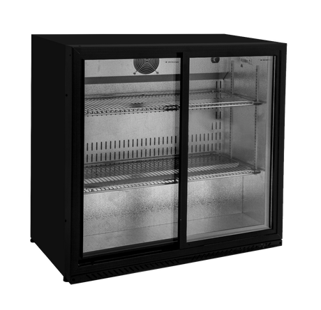 Sterling Pro Black Double Door Sliding Bottle Cooler - BBS200S Double Door Bottle Coolers Sterling Pro   