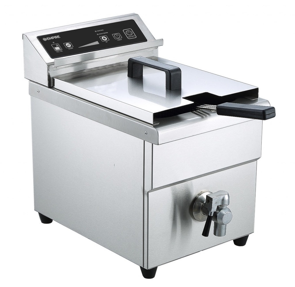 Empire 8 Litre Induction Fryer Single Tank with Drain Tap 3kW - EMP-IND-SF10