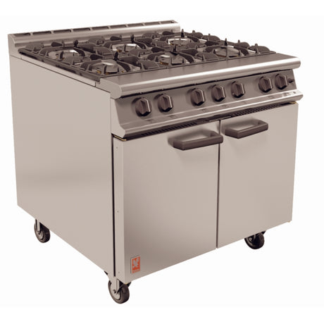 Falcon 6 Burner Dominator Plus Range G3101 Natural Gas with Castors 4 & 6 Burner Ovens Falcon   