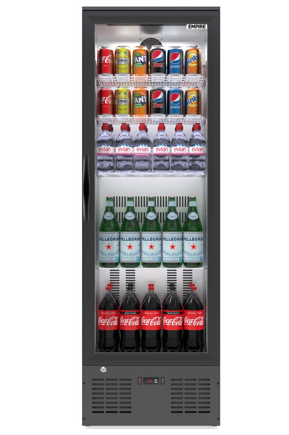 Empire Upright Single Door Back Bar Bottle Cooler Fridge 295 Litre C