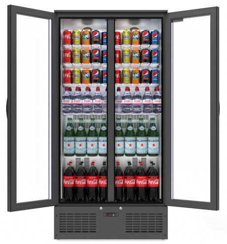 Empire Double Door Upright Back Bar Bottle Cooler – 466L Commercial Display Fridge | CL-510H Upright Double Door Bottle Coolers Empire