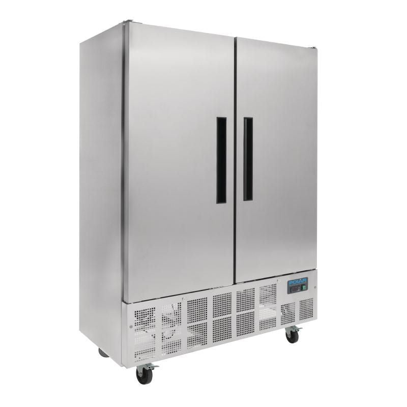 Polar Double Door Slimline Fridge Stainless Steel 960Ltr - GD879 Refrigeration Uprights - Double Door Polar   