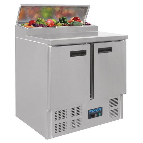 Polar Refrigerated Pizza and Salad Prep Counter 254Ltr - G604 Pizza Prep Counters - 2 Door Polar   