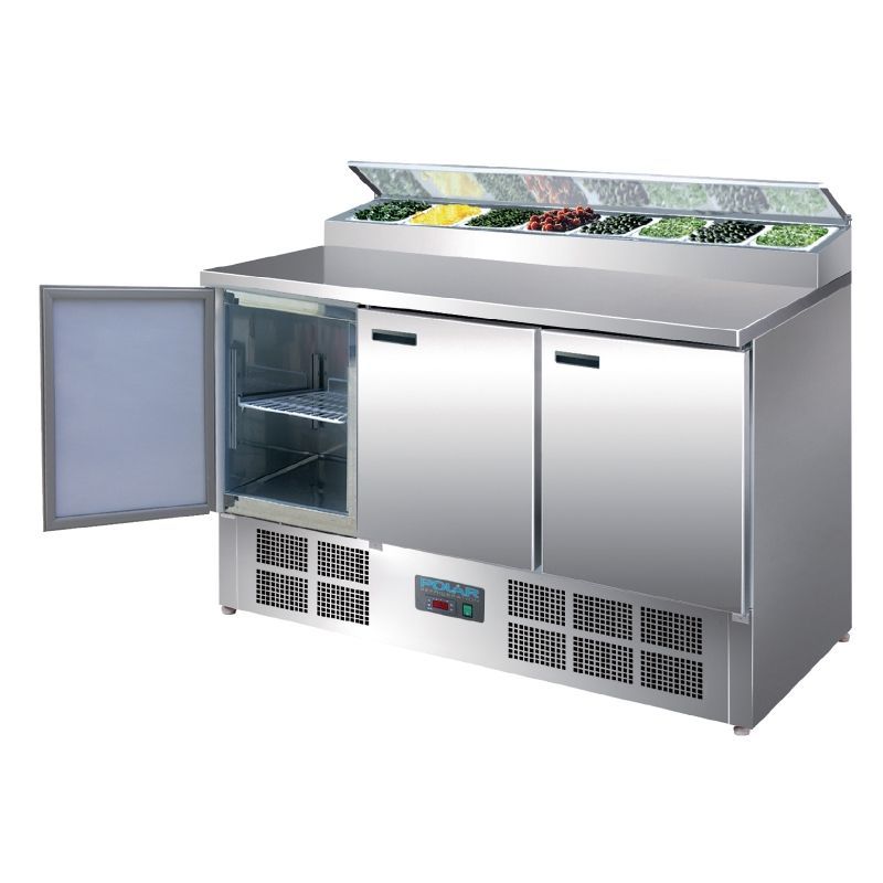 Polar Refrigerated Pizza and Salad Prep Counter 390Ltr - G605 Pizza Prep Counters - 3 Door Polar   