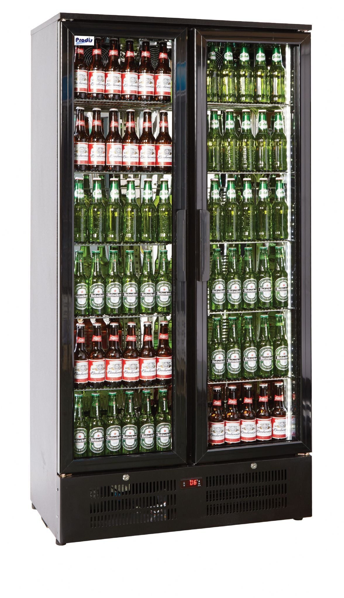 Prodis NT20-HC double door upright bottle cooler black finish Upright Double Door Bottle Coolers Prodis   