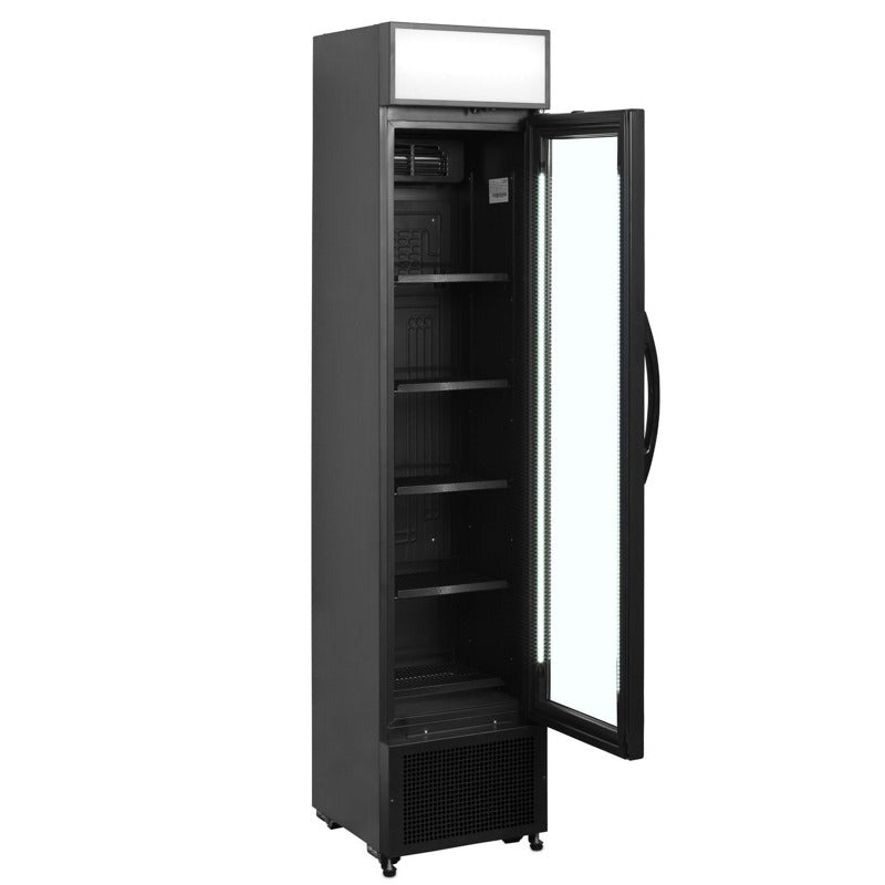 Tefcold Slimline Black Glass Door Merchandiser - FSC175H Upright Single Door Bottle Coolers Tefcold   