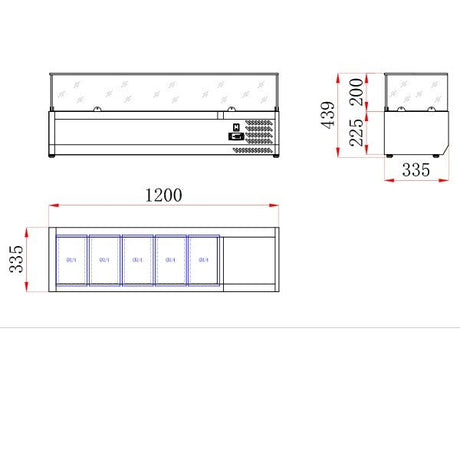 Blizzard 1/4 Gastronorm Prep Top With Glass Cover 1200mm - TOP1200-14CR VRX Topping Units Blizzard   