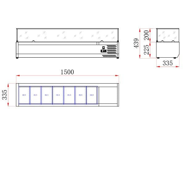 Blizzard 1/4 Gastronorm Prep Top With Glass Cover 1500mm - TOP1500-14CR VRX Topping Units Blizzard   