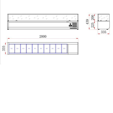 Blizzard 1/4 Gastronorm Prep Top With Glass Cover 2000mm(W) - TOP2000-14CR VRX Topping Units Blizzard   