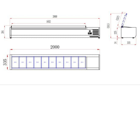 Blizzard 1/4 Gastronorm Prep Top With Hinged Lid 2000mm(W) - TOP2000-14EN VRX Topping Units Blizzard   