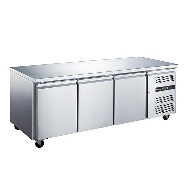 Blizzard 3 Door Gn1/1 Freezer Counter Without Upstand 417L - LBC3NU Refrigerated Counters - Triple Door Blizzard   