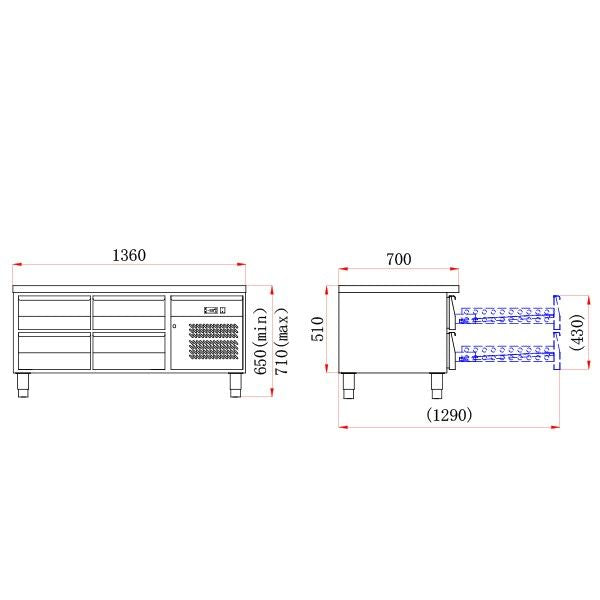 Blizzard 4 Drawer Low Height 650mm Snack Counter 214L - SNC2-DRW Counter Fridges With Drawers Blizzard   