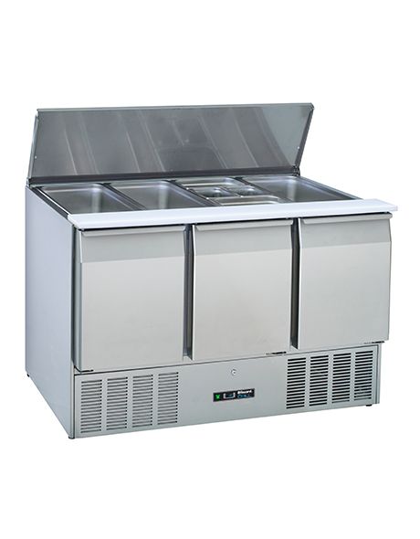 Blizzard Compact Gastronorm Saladette - BSP3-ECO Pizza Prep Counters - 3 Door Blizzard   