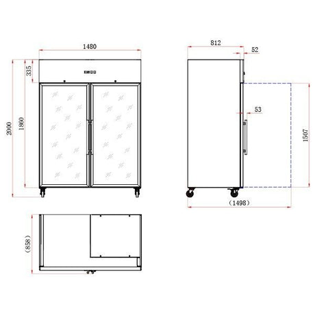 Blizzard Double Glass Door Ventilated GN Freezer 1300L - BF2SSCR Upright Glass Door Freezers Blizzard   