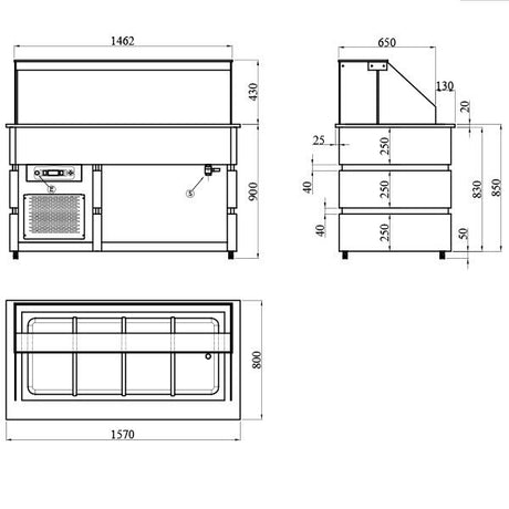 Blizzard Flat Glass Display Counter 4X GN1/1 - BCD1570 Standard Serve Over Counters Blizzard   