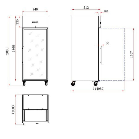 Blizzard Single Glass Door Ventilated GN Refrigerator 650L - BR1SSCR Refrigeration Uprights - Single Door Blizzard   