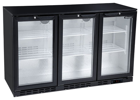 Blizzard Standard Black Bar Bottle Coolers - BAR3 Triple Door Bottle Coolers Blizzard   