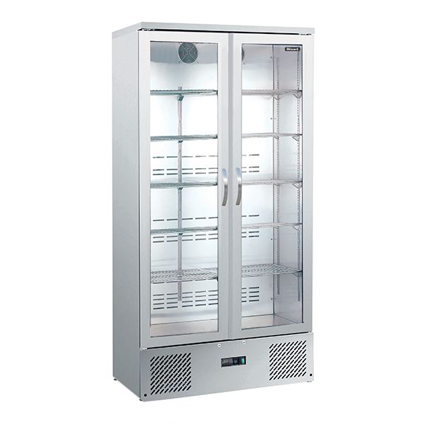 Blizzard Upright Double Door SS Bar Bottle Cooler (492 Btl) - BAR20SS Upright Double Glass Door Chillers Blizzard   