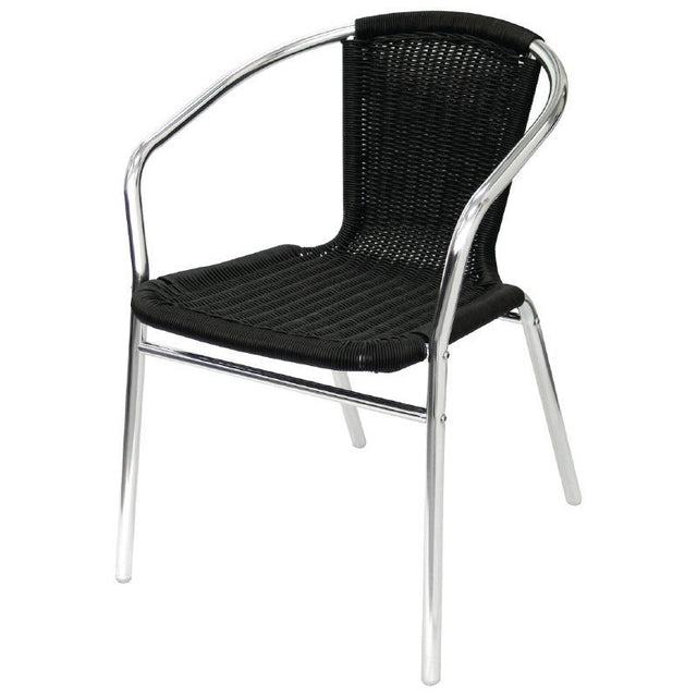 Bolero Aluminium and Wicker Chairs Black (Pack of 4) - U507 Chairs Bolero   