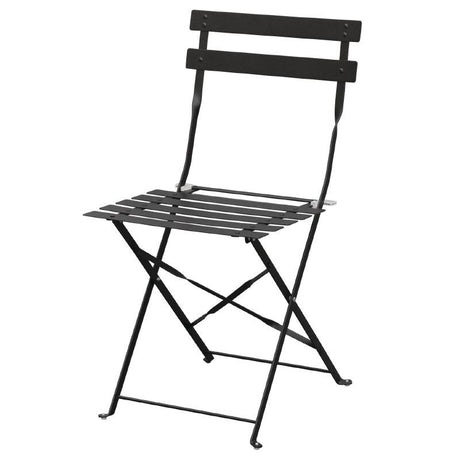Bolero Pavement Style Steel Chairs Black (Pack of 2) - GH553