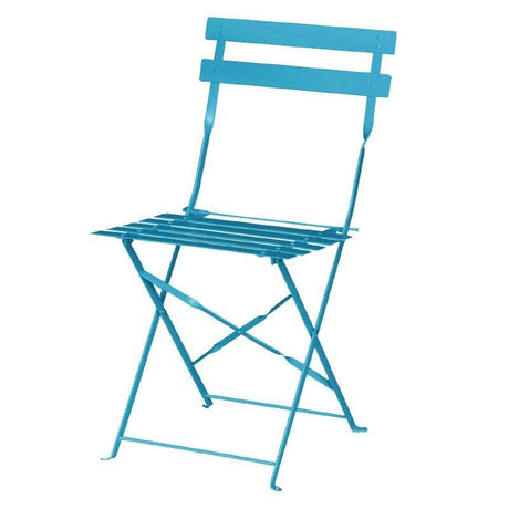 Bolero Pavement Style Steel Chairs Seaside Blue (Pack of 2) - GK982