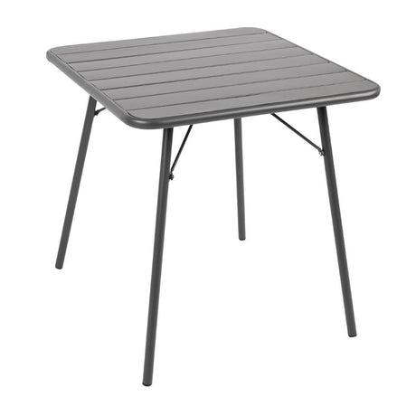 Bolero Square Slatted Steel Table Grey 700mm (Single) - CS730 Dining Furniture Bolero   