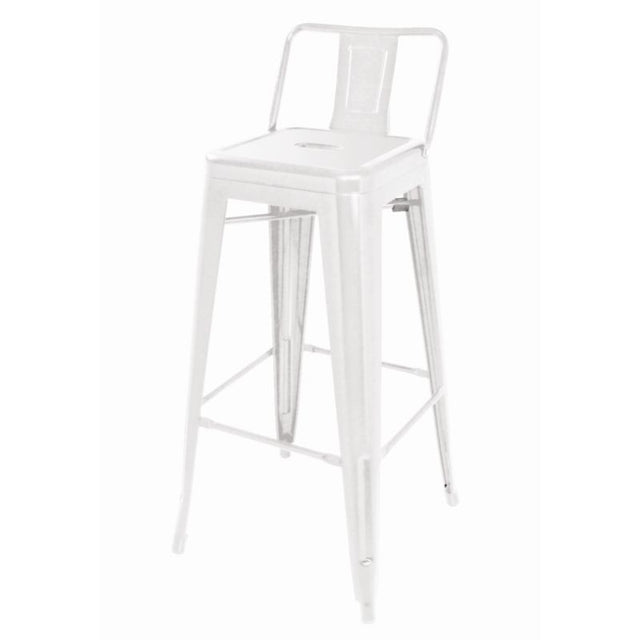 Bolero Steel Bistro High Stools with Back Rest White (Pack of 4) - DL890 Stools Bolero   