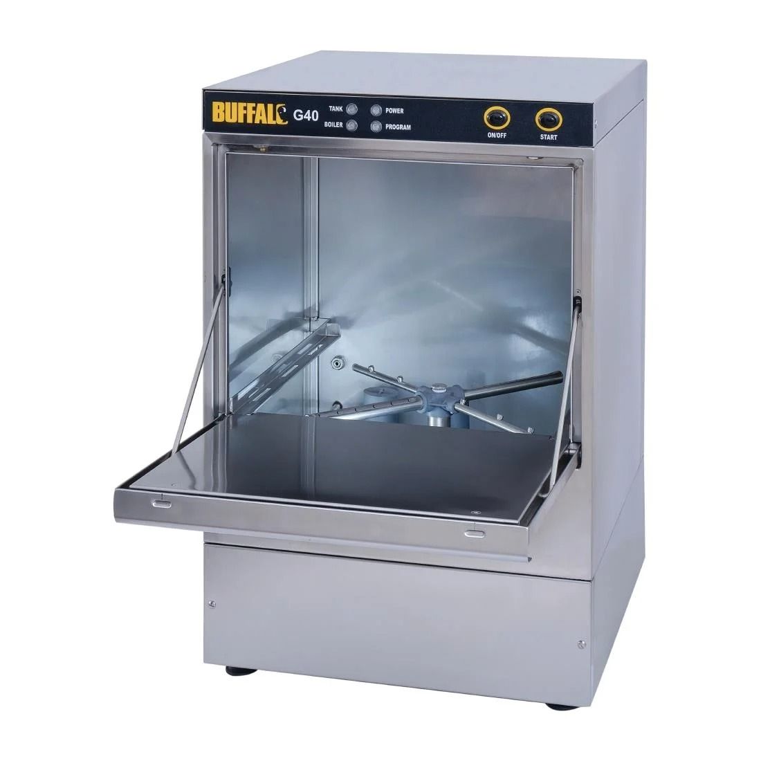 Buffalo G40 Undercounter Glasswasher with Drain Pump 400x400mm Baskets - DW467 Glasswashers Buffalo   