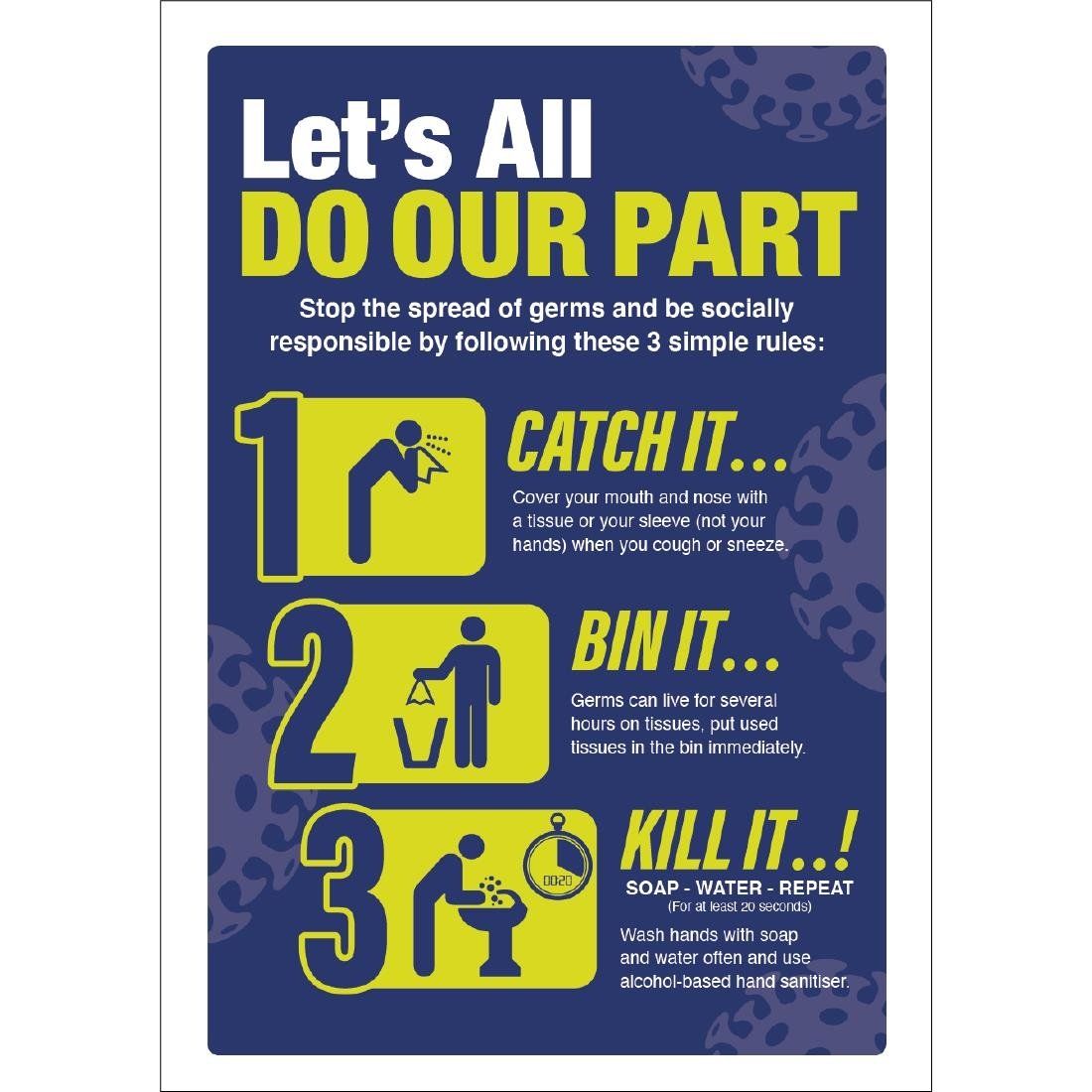 Catch It Bin It Kill It Sign - FJ976 Guidance Posters & Floor Graphics Unbranded   