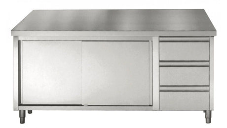 Combisteel 700 Work Table With Sliding Doors And Drawers 1600mm - 7452.0906 Stainless Steel Worktops With Cupboards Combisteel   