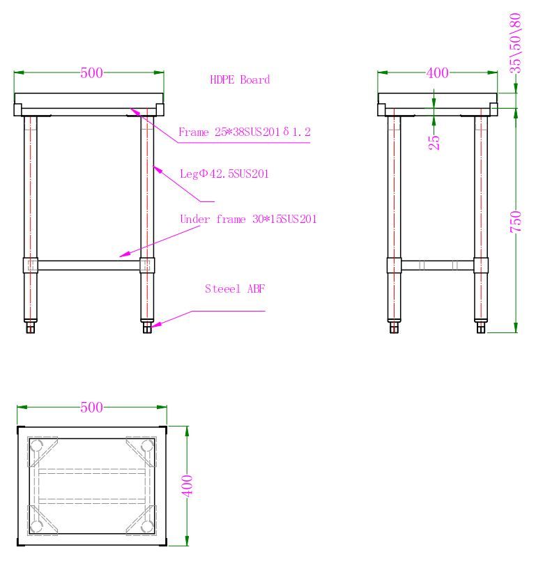 Combisteel Chopping Block Table 80mm Thickness - 7490.0305 Stainless Steel Chopping Board Tables Combisteel   