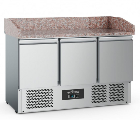 Combisteel Ecofrost 3 Door Refrigerated Pizza Prep Counter 368 Litre Marble Top - 7950.5100 Pizza Prep Counters - 3 Door Combisteel   