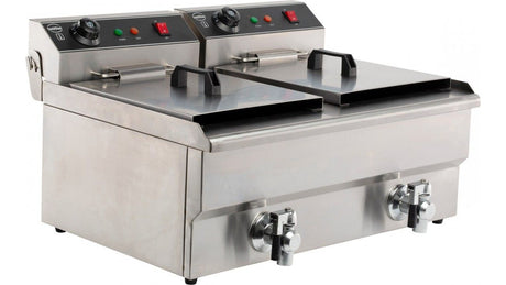 Combisteel Electric Counter Top Fryer Twin Tank 2 x 10 Litre 400v - 7455.1007 Countertop Electric Fryers Combisteel   