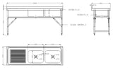 Combisteel Fold Down Mobile Stainless Steel Double Bowl Sink 1800mm - 7490.0280 Double Bowl Sinks Combisteel   