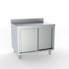 Combisteel 1000mm Stainless Steel Worktable with Sliding Door Cupboard - Commercial Kitchen Prep Table with Upstand | 7333.0224 Stainless Steel Worktops With Cupboards Combisteel