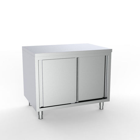 Combisteel 1000mm Stainless Steel Worktable with Sliding Door Cupboard 700 - Commercial Kitchen Prep Table | 7333.0212 Stainless Steel Worktops With Cupboards Combisteel