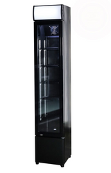 Combisteel Slimline Black Narrow Single Hinged Glass Door Fridge Merchandiser 105Ltr - 7455.1384 Upright Single Door Bottle Coolers Combisteel   