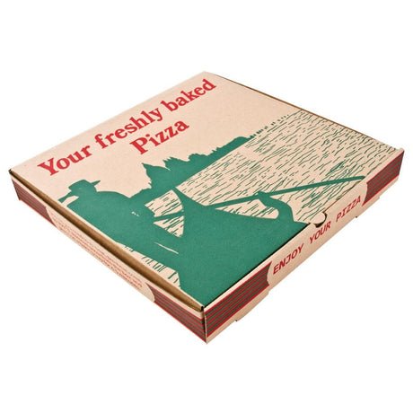 Compostable Printed Pizza Boxes 12" (Pack of 100) - GG998 Takeaway Food Containers Non Branded   