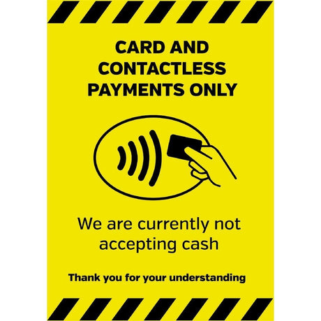 Currently Not Accepting Cash Sign A5 - FN643