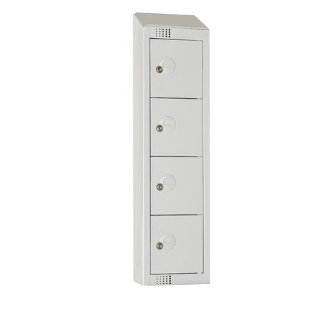 Elite Personal Effects Locker 4 Door Grey Camlock Sloping Top - CF753-CS Lockers and Key Cabinets Elite Lockers Limited   