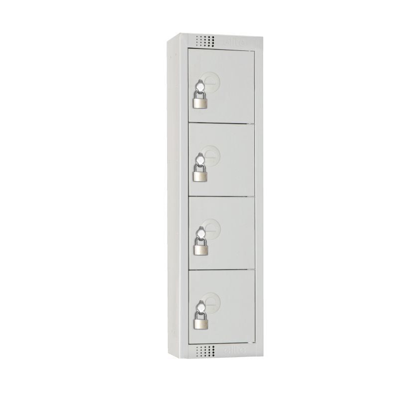 Elite Personal Effects Locker 4 Door Grey Padlock - CF753-PF Lockers and Key Cabinets Elite Lockers Limited   